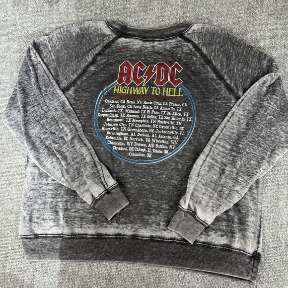 ACDC Highway to Hell Womens Longsleeve Reprint Tour Shirt Vintage Wash - Picture 5 of 6